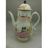 A late 18th Century Worcester coffee pot with Chinese scenes,