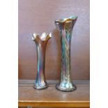 Two Carnival glass vases,