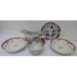 A Mason's ironstone egg cup and plate, a Newhall tea cup and two saucers,