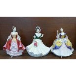 Three Royal Doulton Pretty Ladies figures, with boxes,