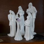 Four Royal Doulton figurines, HN3254, HN3938, HN4379, HN4356, and one other figure,