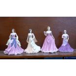 Four Coalport figures, boxed,