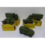 Five Dinky Toys military vehicles;