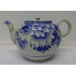 A large Chinese blue and white teapot,