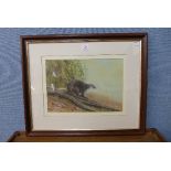 Frank Hirst, study of a badger, pastel,