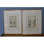 English School (early 20th Century), pair of North African street scenes, watercolour,