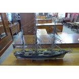 A model ship on stand