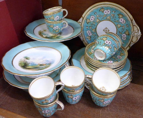 Victorian teaware comprising eight cups,