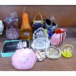 Sixteen items of glass,