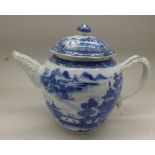 A Chinese 19th Century Nanking blue and white teapot