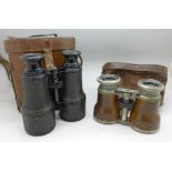 A pair of French opera glasses and a pair of French field glasses,