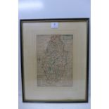 A 17th Century Richard Blome hand coloured engraved map, A Mapp of ye County of Nottingham,