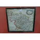 A 17th Century Robert Morden hand coloured engraved map, The West Riding of Yorkshire,