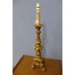 A gilt plaster table lamp