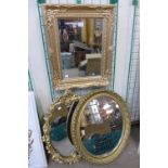 Three gilt framed mirrors