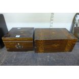 A Victorian inlaid walnut box and rosewood