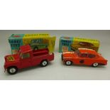 A Corgi Toys 234 Ford Consul Classic and a Circus Land Rover in a 438 Land Rover box,