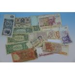 Banknotes including a £1 note,