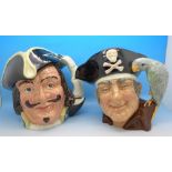 Two large Royal Doulton character jugs, Long John Silver and Capt.