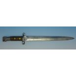 A Victorian 1888 pattern bayonet, worn marks on blade, London, also marked M.F. over R.