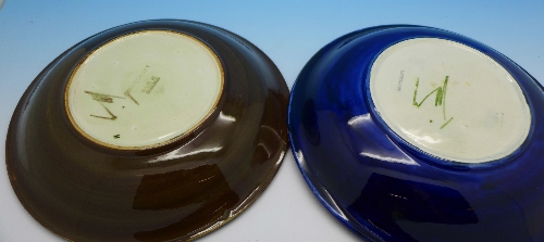 Two Moorcroft dishes including hibiscus with brown background, - Image 2 of 2