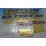 Eight gold banknotes with certificates,