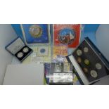 Two Royal Mint United Kingdom proof coin collection sets, 1986 and 1988,