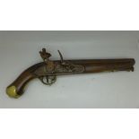 A Light Dragoon flintlock pistol with steel barrel, walnut stock and brass furniture,