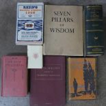 Assorted books including Ladies Guide to Health, Pears Cyclopedia, Seven Pillars of Wisdom by D.H.
