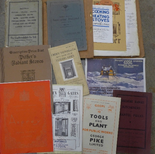 Twelve vintage trade catalogues including cookers and fires