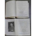 Two volumes of Samuel Johnson's Dictionary of The English Language, sixth edition, London 1785,