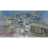 Seventy bank notes including British and worldwide