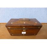 A Victorian inlaid rosewood tea caddy