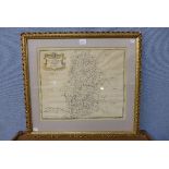 A 17th Century Robert Morden hand coloured engraved map, Nottinghamshire,