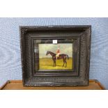 English School, portrait of a racehorse with jockey up, oil on panel,