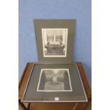 Stephen Marriott, two etchings, Formal Garden Nocturne, framed, and Silent Sofa, mounted,