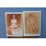 Douglas Moyle, pair of female nude portraits,