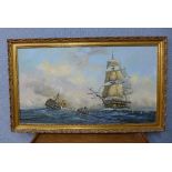 David Short, an historical naval battle scene, oil on canvas,