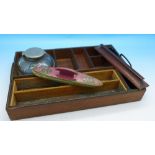 A mahogany desk tidy