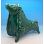 A Bitossi stylised bull, made in Italy, crack on tail, height 22.