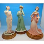 Three Capodimonte figures of ladies,