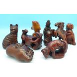 A collection of eight modern netsuke