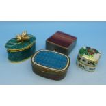 Four boxes including agate set and enamelled