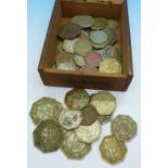 A collection of fifty pub tokens