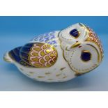 A Royal Crown Derby owl paperweight with stopper