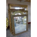 Six gilt framed mirrors and a reproduction Queen Victoria commemorative mirror