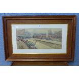 Michael Crawley, Nottingham Victoria railway station, watercolour,