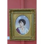 A 19th Century painted porcelain plaque (possibly Berlin), portrait of a young gentleman,