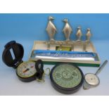A map gauge, a compass, a 40 years calendar,