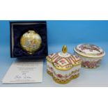 Three Royal Crown Derby boxes, including 1998 Christmas, limited edition,